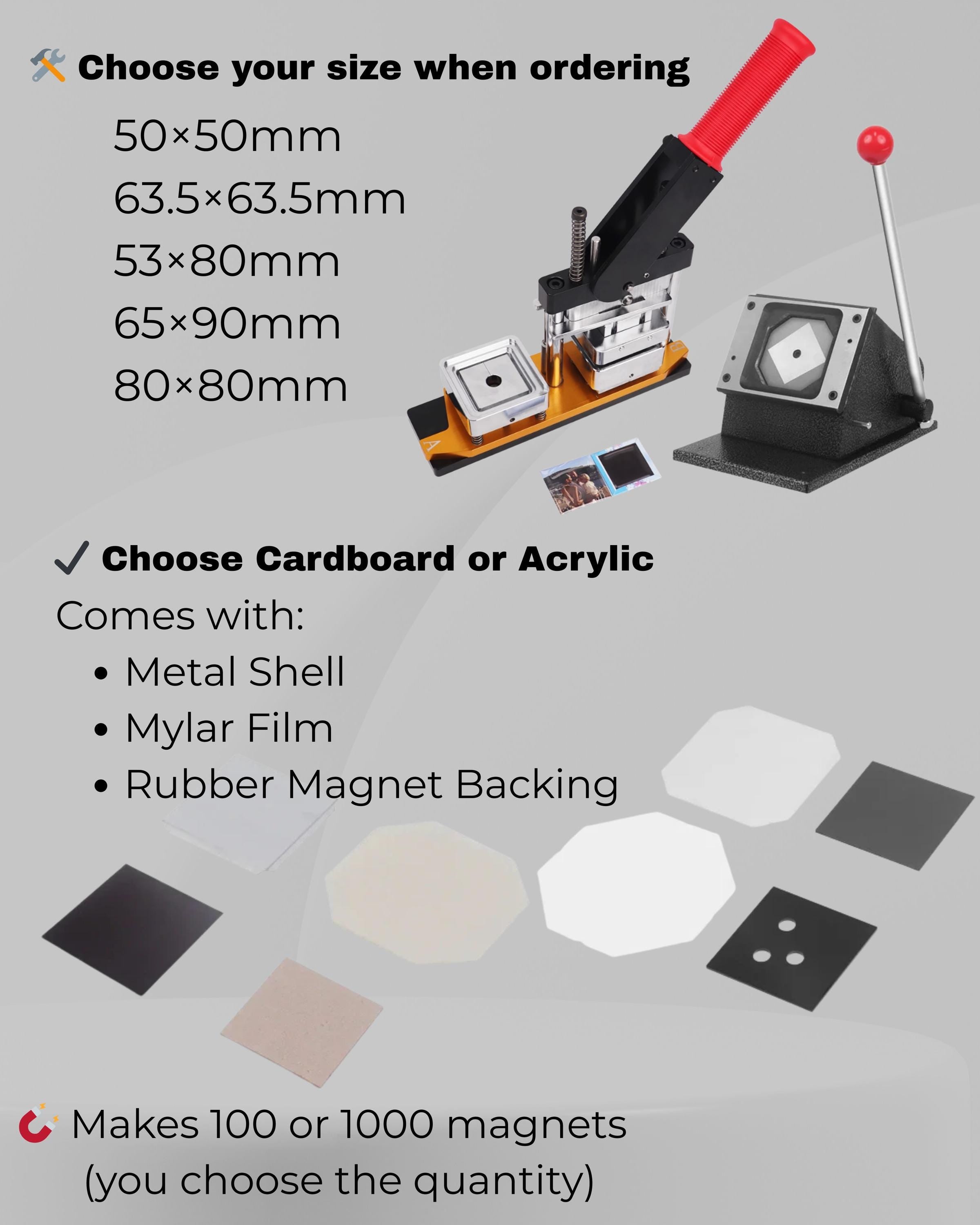 63.5x63.5MM (2.5"x2.5") Pro Magnets Machine Kit Set
