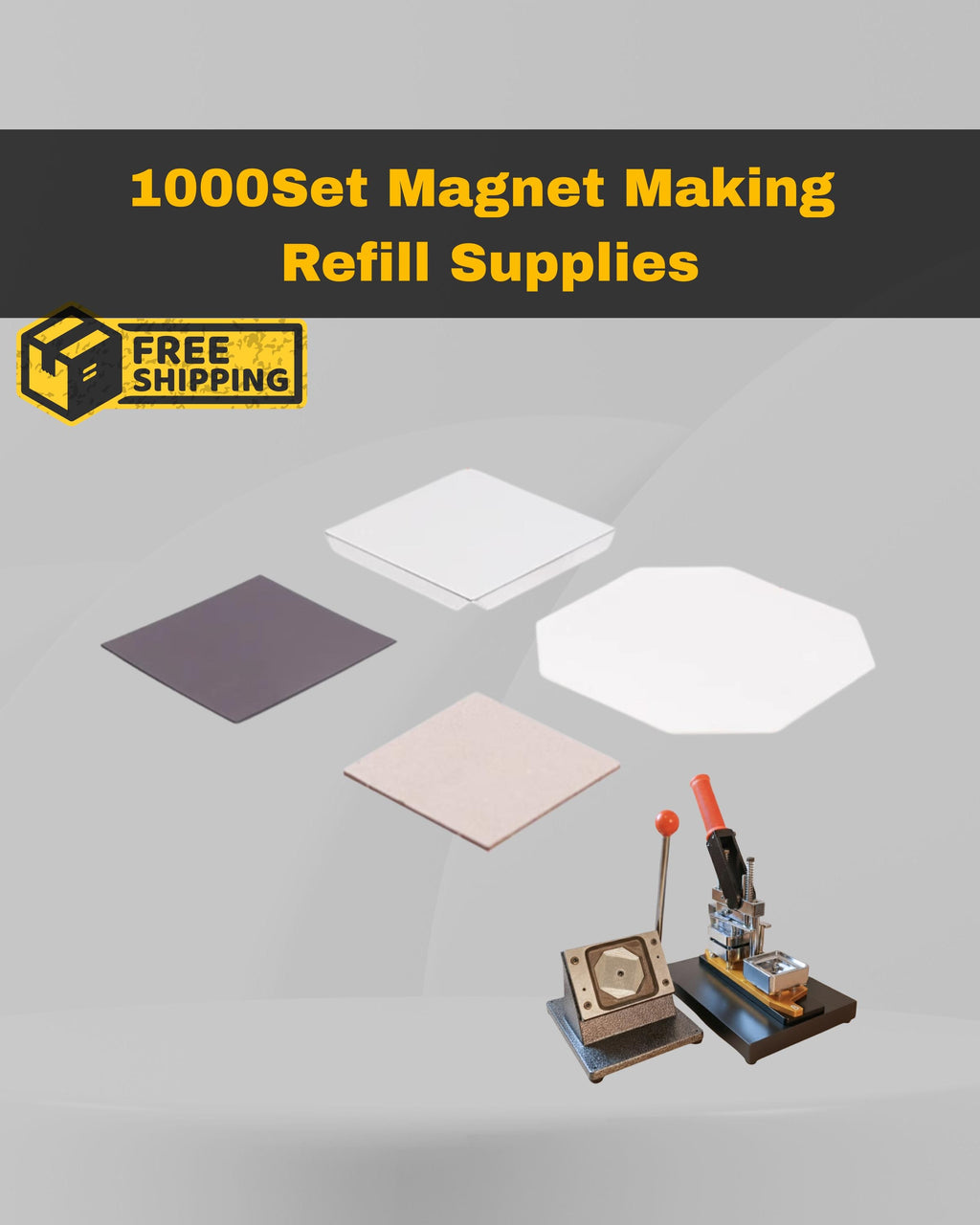 Bulk 1,000set Materials Pack - High Quality Photo Fridge Magnet Button Parts | Refill Material for Magnet Machine | Magnet Supplies
