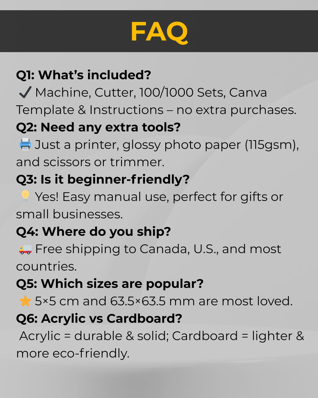 63.5x63.5MM (2.5"x2.5") Pro Magnets Machine Kit Set